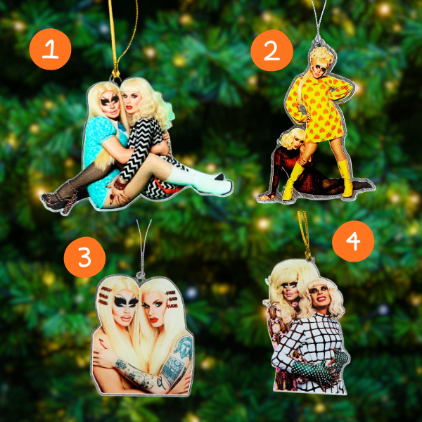 Trixie and Katya Christmas Ornament