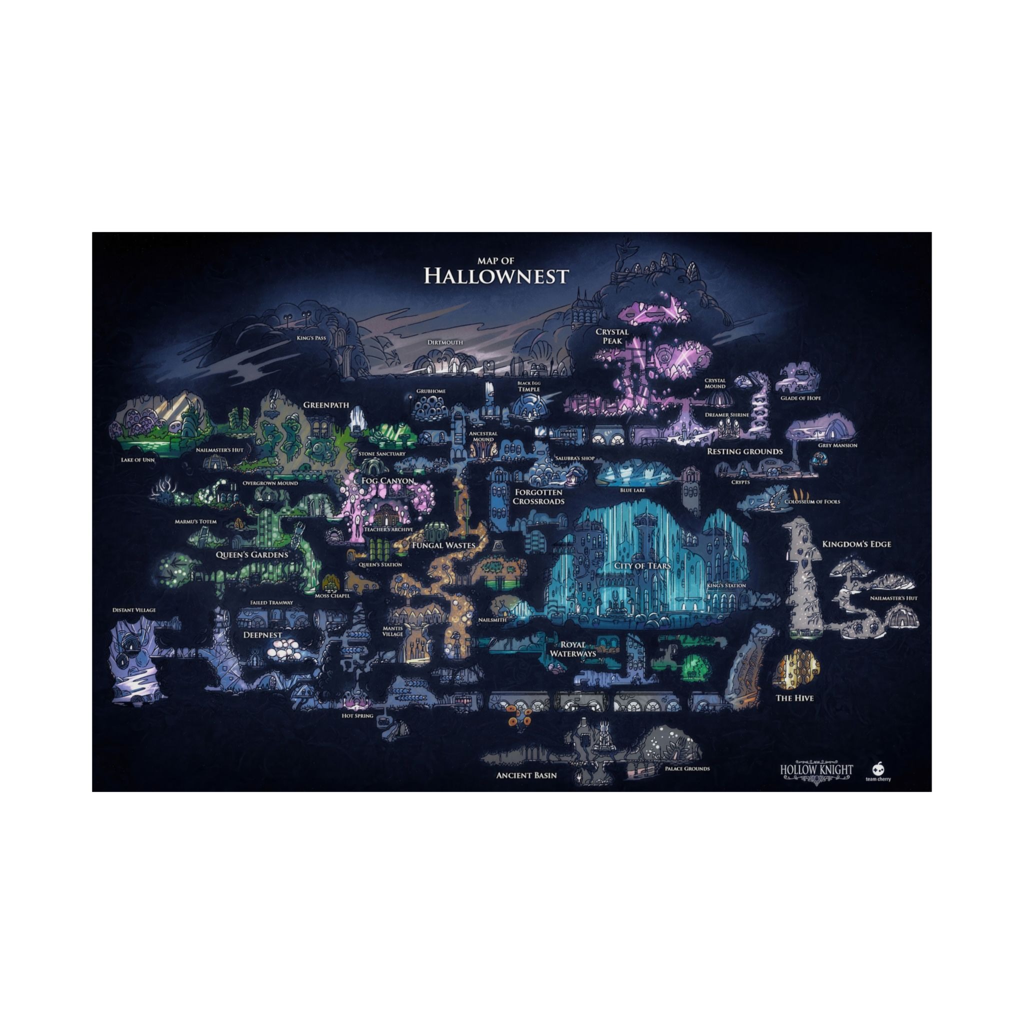 UNFRAMED Map Of Hallownest Poster UNFRAMED Map Of Hallownest Poster
