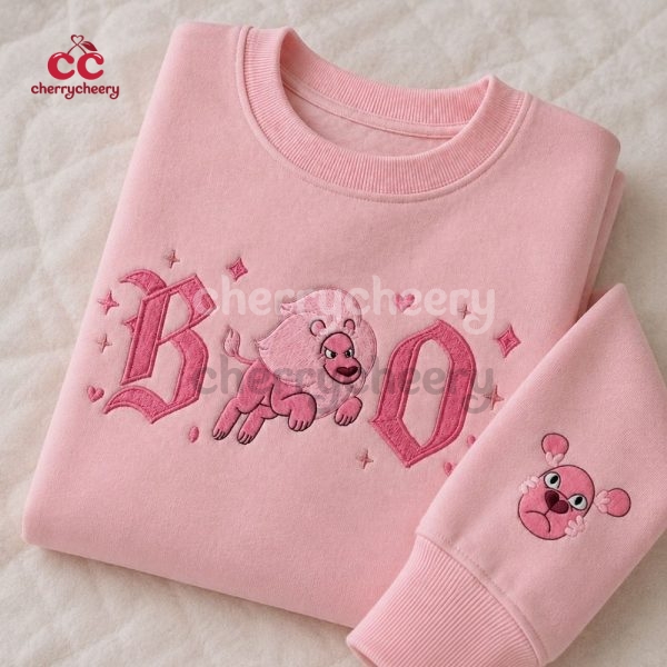 Pink Lion Boo Embroidered Shirt