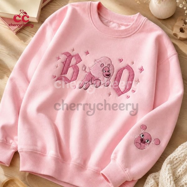 Pink Lion Boo Embroidered Shirt