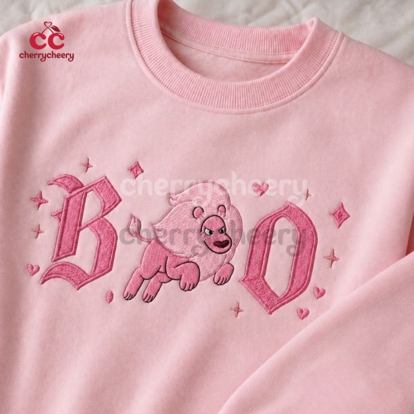 Pink Lion Boo Embroidered Shirt