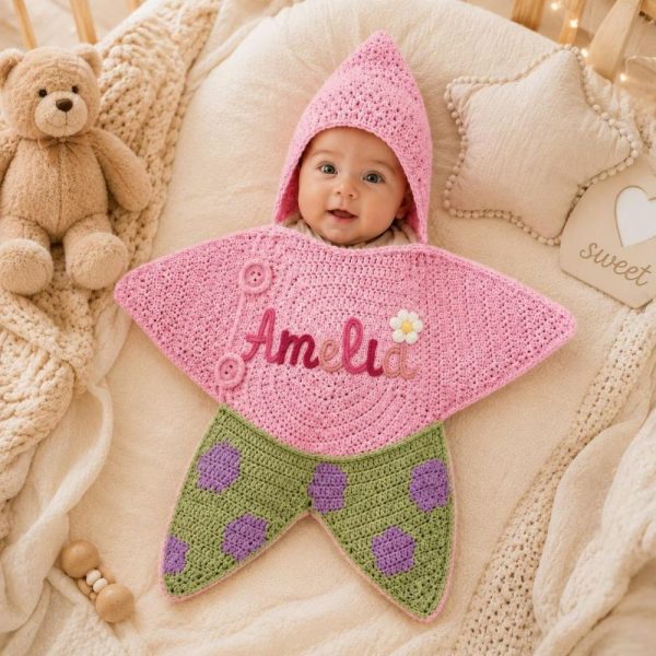 Handmade Crochet Baby Patrick Star Suit, Baby Sleeping Bag