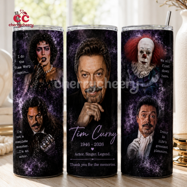 RIP Tim Curry 20 OZ Skinny Tumbler