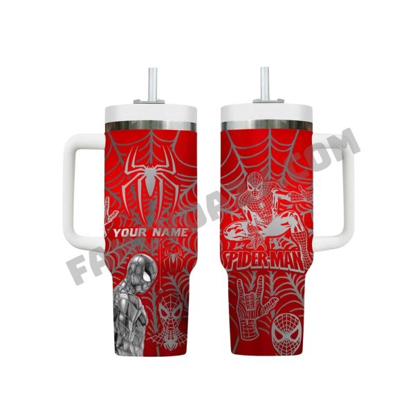 Spiderman Custom Name Tumbler with Handle