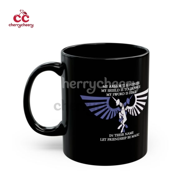 My Armor Is Kindness Black Ceramic Mug, Warhammer 40K x My Little Pony