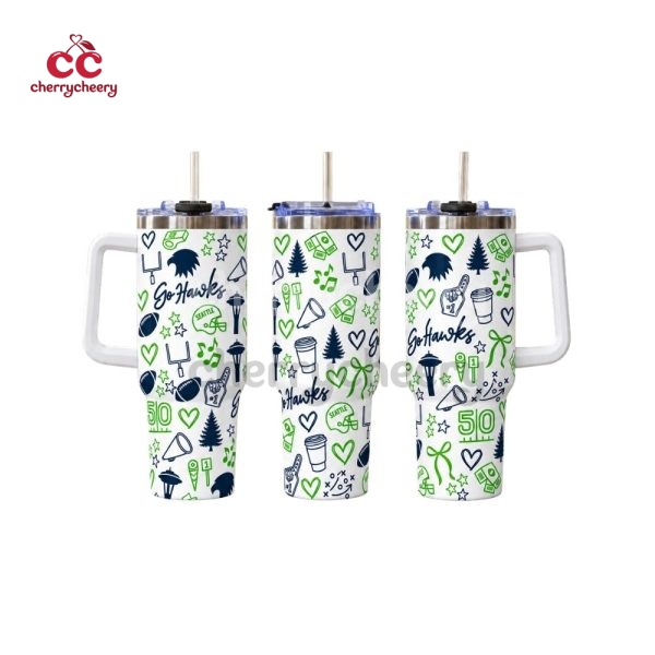 Seattle Seahawks Fan Doodle 40oz Tumbler