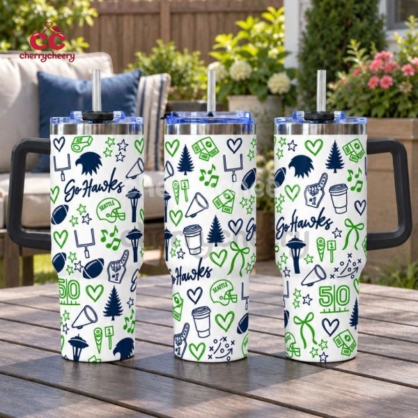 Seattle Seahawks Fan Doodle 40oz Tumbler
