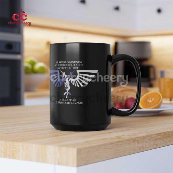 My Armor Is Kindness Black Ceramic Mug, Warhammer 40K x My Little Pony