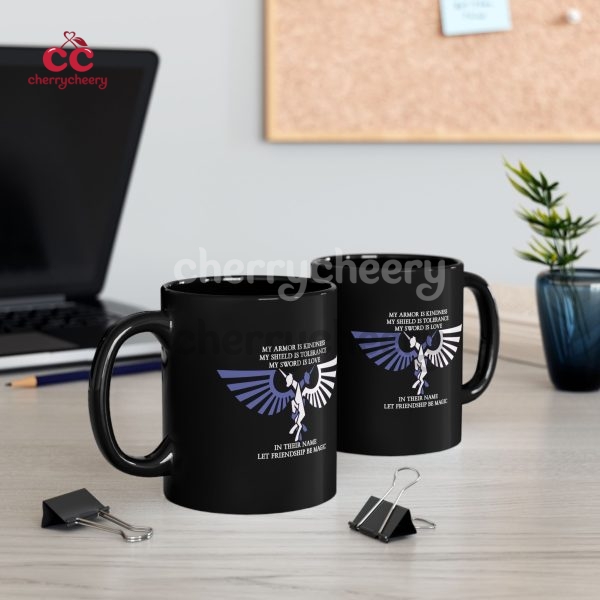 My Armor Is Kindness Black Ceramic Mug, Warhammer 40K x My Little Pony